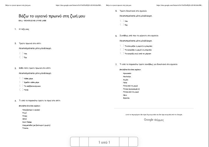 αρχικό ερωτηματολόγιο 