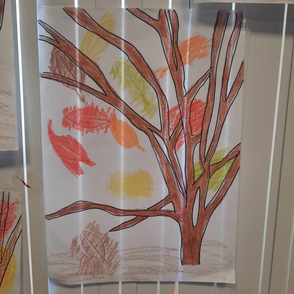 Trabalhos de decalque das folhas 