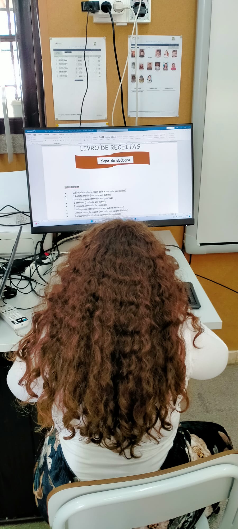 Escrita das receitas no computador