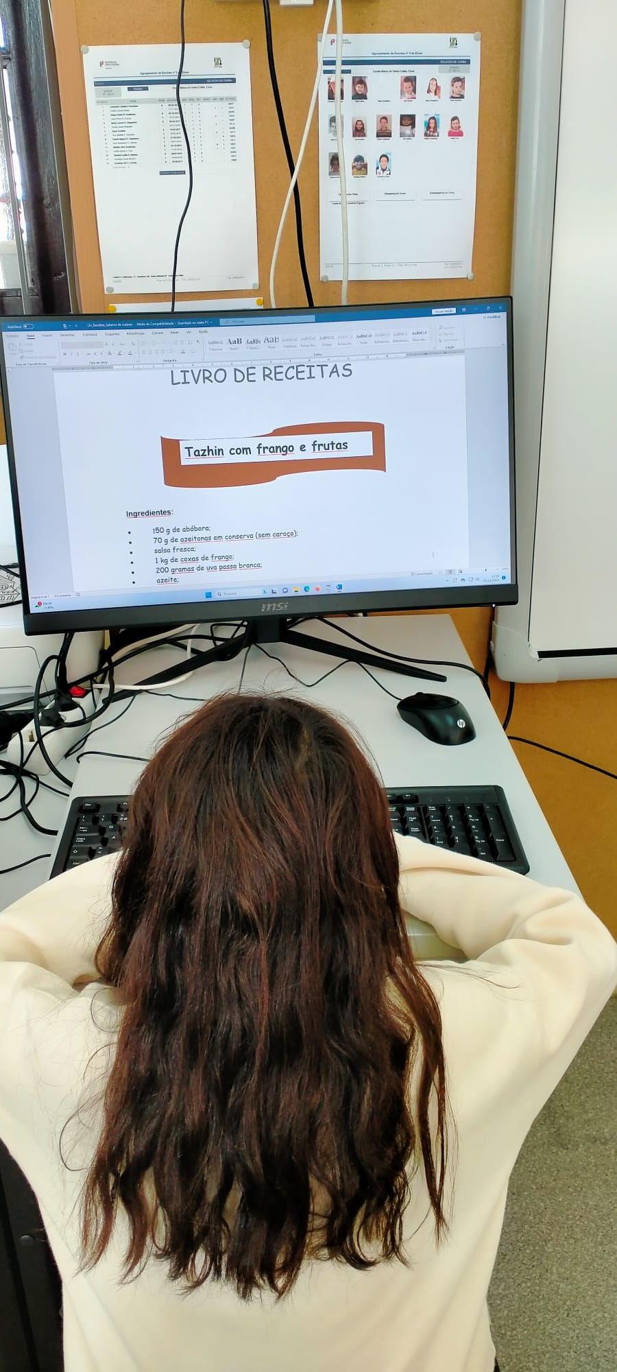 Escrita das receitas no computador