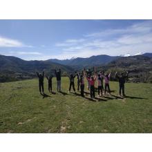 Students on top of a hill