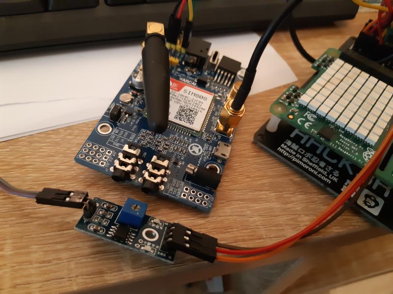 raindrop sensor gsm module sensehat module